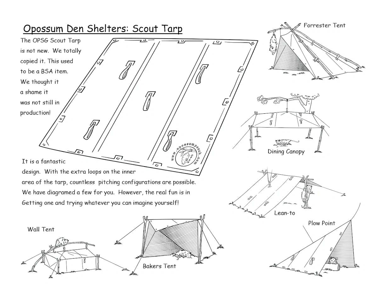 Waxed Canvas 8'x8' Scout Tarp / A Opossum Den Shelter