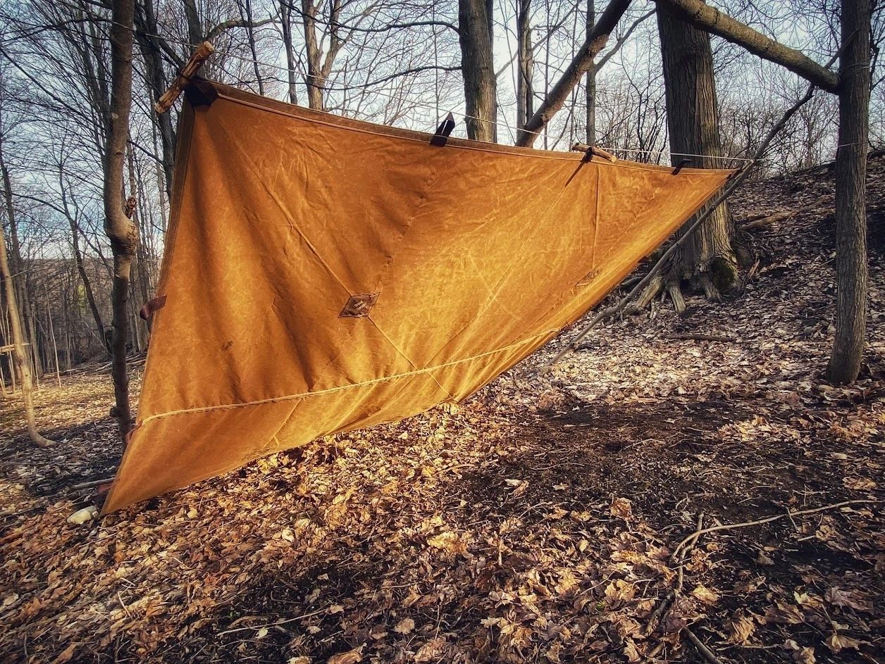 Waxed Canvas 8'x8' Scout Tarp / A Opossum Den Shelter